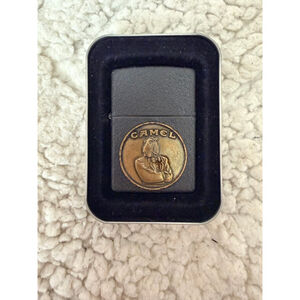NWT Vintage Zippo Joe Camel Advertising Lighter Black Matte Medallion with Tin